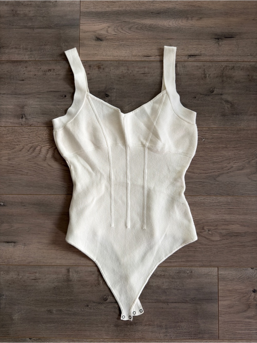 Abercrombie & Fitch Cream Ribbed One-Piece Bodysuit